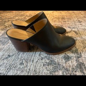 Madewell black leather mule heels size 8. In excellent condition.
